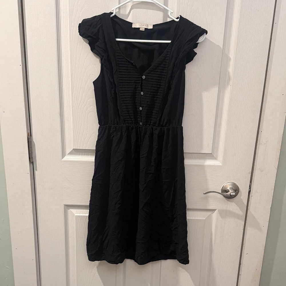 Black LOFT Sleeveless Button-Down Dress